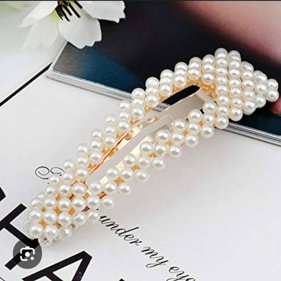 NEW J. Crew Triple Pack Snap Hair Barrettes Pearl White & Silver Preppy Elegant - Picture 4 of 5